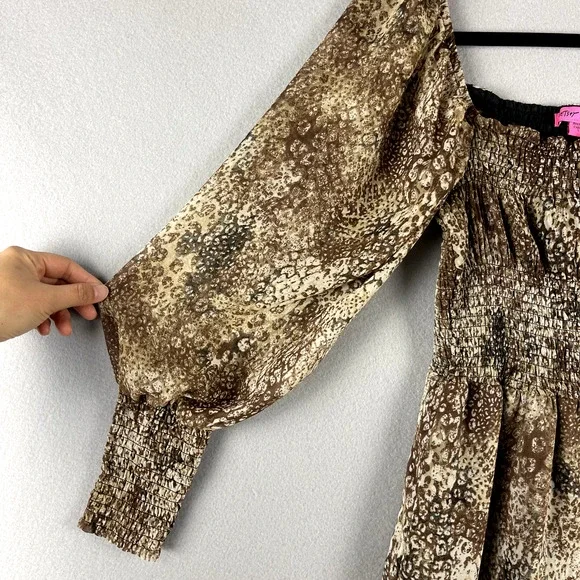 Betsey Johnson Tiered Midi Dress Small Animal Print Ruched Whimsigoth Fairy - Picture 4 of 16